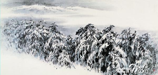 白山松雪，王盛烈，中国画，96cm×201cm，1993年，中国美术馆藏