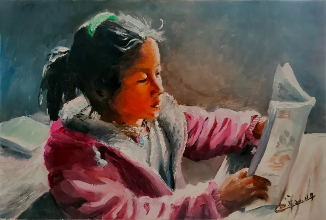 田军《希望》油画 45×30cm(西藏自治区林芝市察隅县察隅中学)