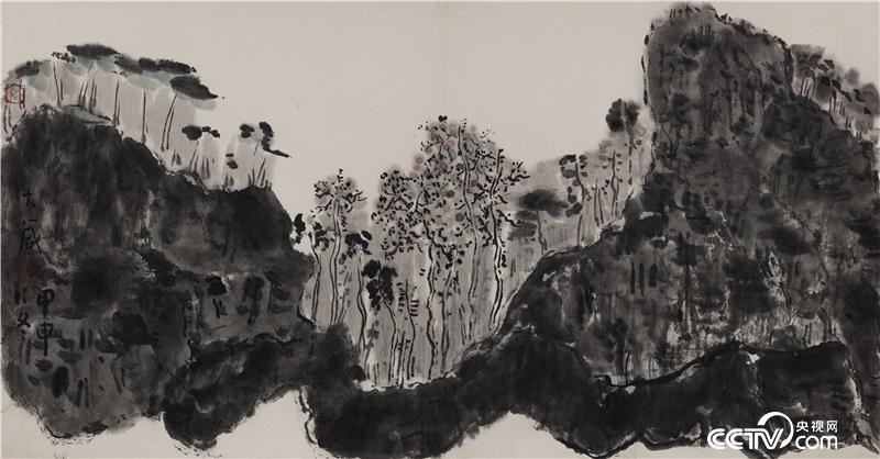 交响，邵大箴，纸本水墨，35x68cm，2004年