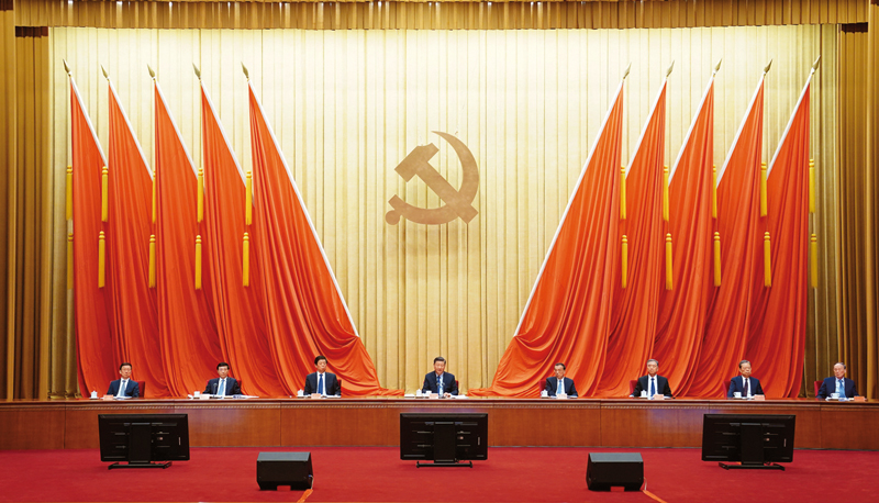 2021年2月20日，黨史學習教育動員大會在北京召開。中共中央總書記、國家主席、中央軍委主席習近平出席會議并發表重要講話。 新華社記者 翟健嵐/攝