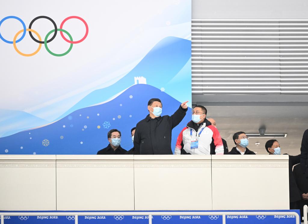  　　1月4日，习近平总书记在北京考察冬奥会、冬残奥会筹办备赛工作。新华社记者 申宏 摄