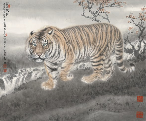 《霜天晓步》/49.6&times;59.3厘米/纸本设色/2011年