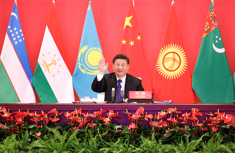 1月25日下午，国家主席习近平在北京主持中国同中亚五国建交30周年视频峰会，发表题为《携手共命运 一起向未来》的重要讲话。新华社记者 庞兴雷 摄