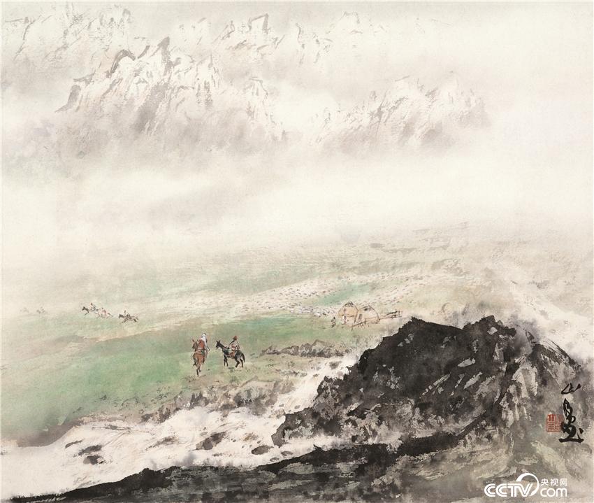 北国牧歌  关山月 中国画  48×57cm 1962年 