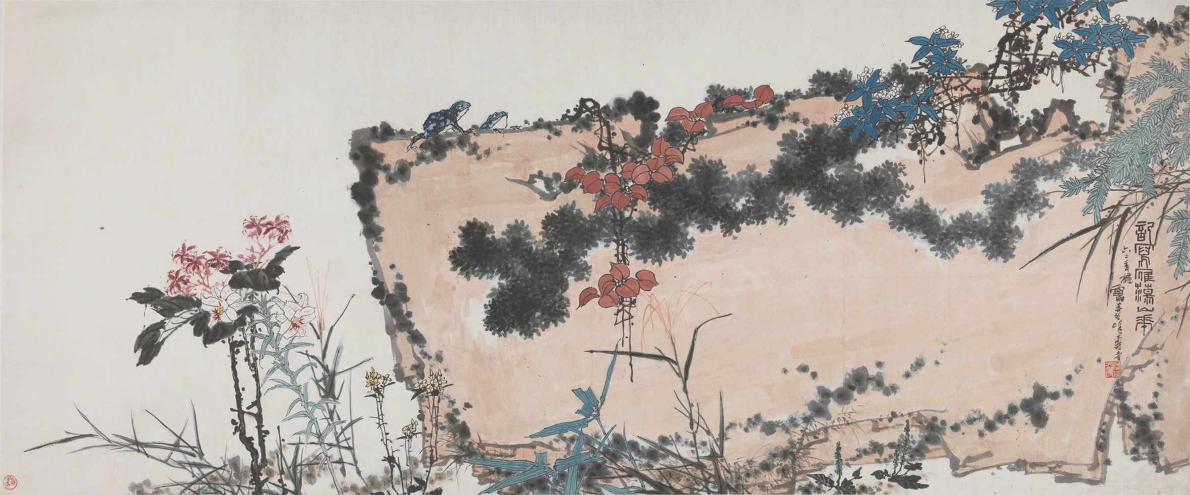 记写雁荡山花（国画） 150.8×395.6厘米 1962年 潘天寿 中国美术馆藏
