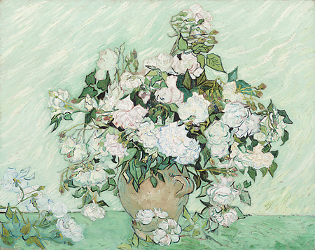 花瓶里的白玫瑰（油画）　梵高 美国国家美术馆收藏 圣巴巴拉艺术博物馆（SBMA）供图