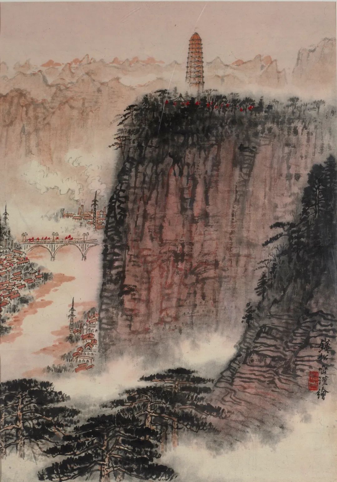 延安  钱松嵒（1899-1985）中国画  54.5×38cm 1963年 中国美术馆藏