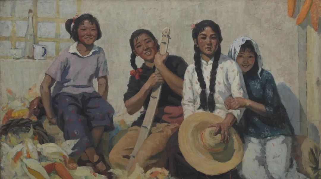 四个姑娘  温葆 油画  1962年 116x204cm  中国美术馆藏