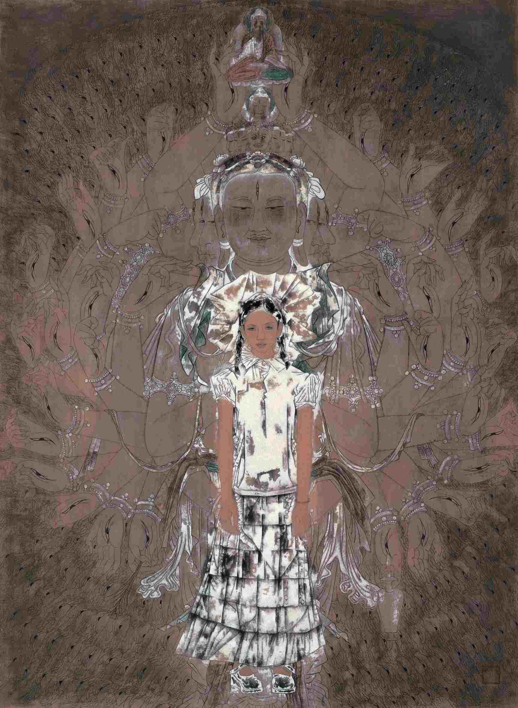 敦煌之梦——千手观音（国画）189×137l厘米  2003年 唐勇力
