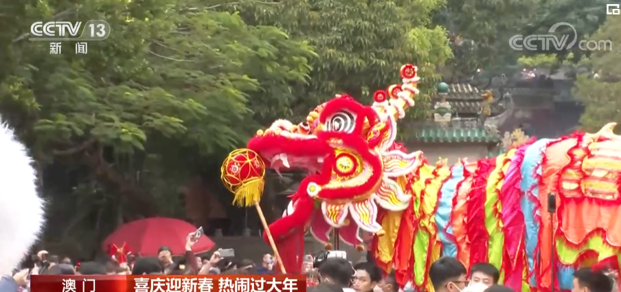 澳门：龙狮舞动贺新春 市民出游度佳节