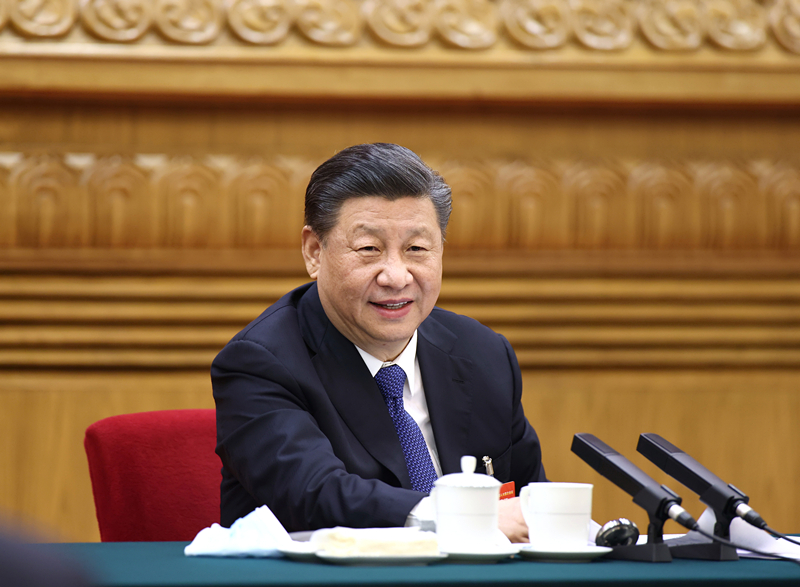 2021年3月5日，中共中央总书记、国家主席、中央军委主席习近平参加十三届全国人大四次会议内蒙古代表团的审议。