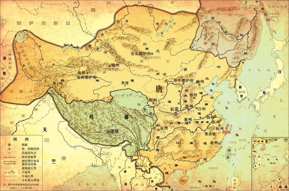 唐时期全图（来源于中国地图出版社）