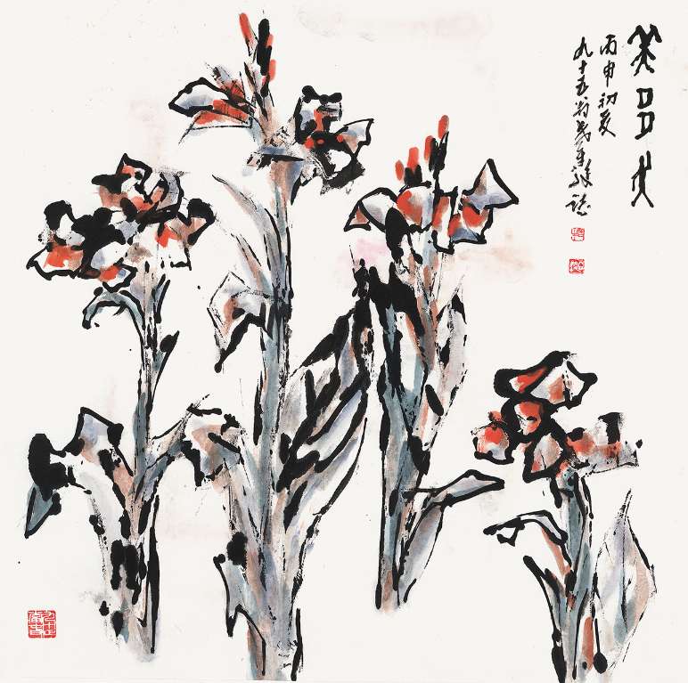 美多娇 68cm×68cm 纸本指墨彩墨 2016
