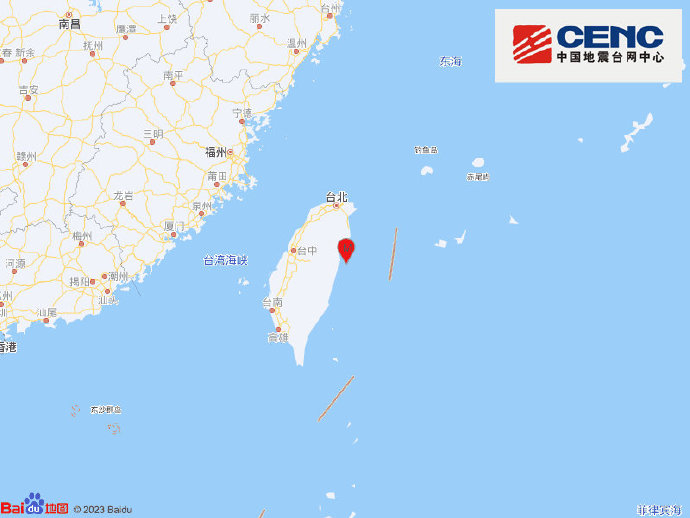 台湾花莲县海域变成4.0级地动，震源深度21千米