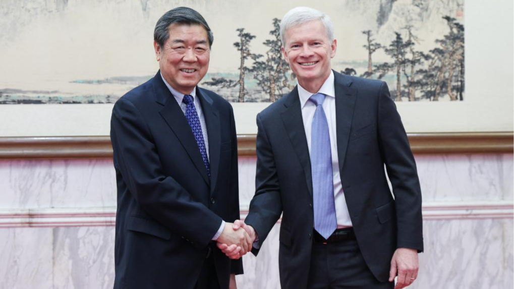 Chinese Vice Premier He Lifeng meets with Brian Sikes, president and CEO of Cargill, in Beijing, China, March 23, 2025.