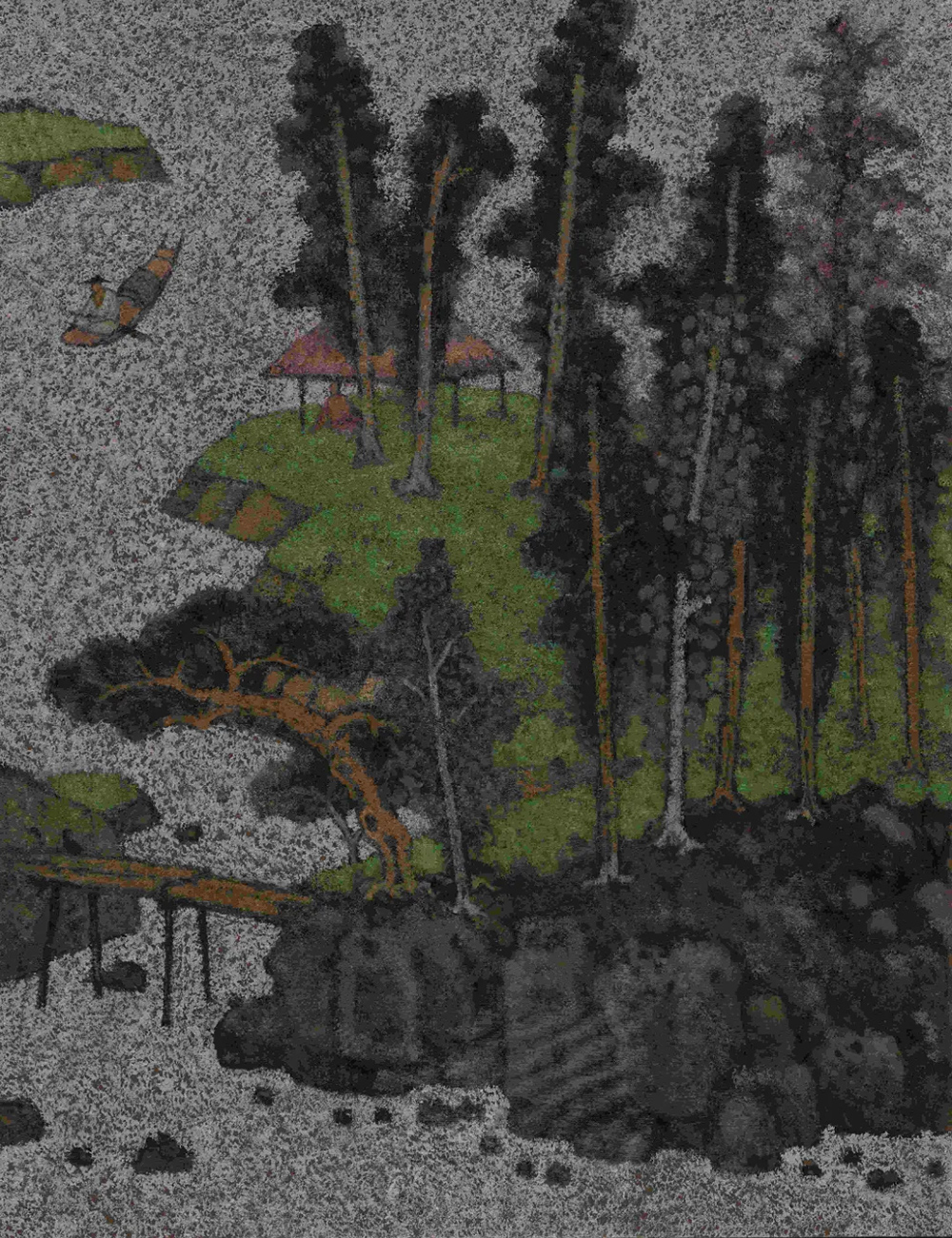 《归舟》 Returning Boat 丙烯油画  亚麻布 Acrylic oil painting linen 145cm×112cm 2013年