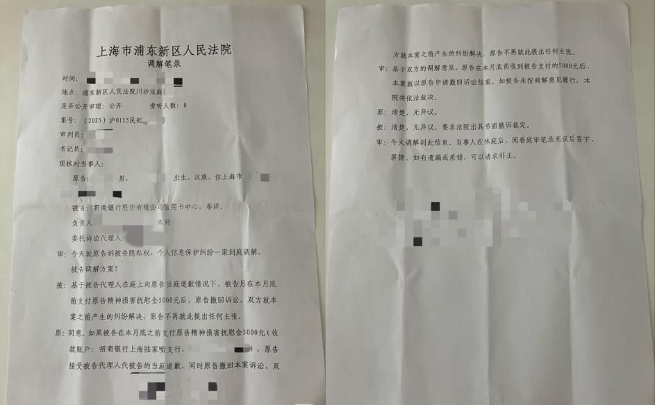 图/胡先生提供的法院调解记录