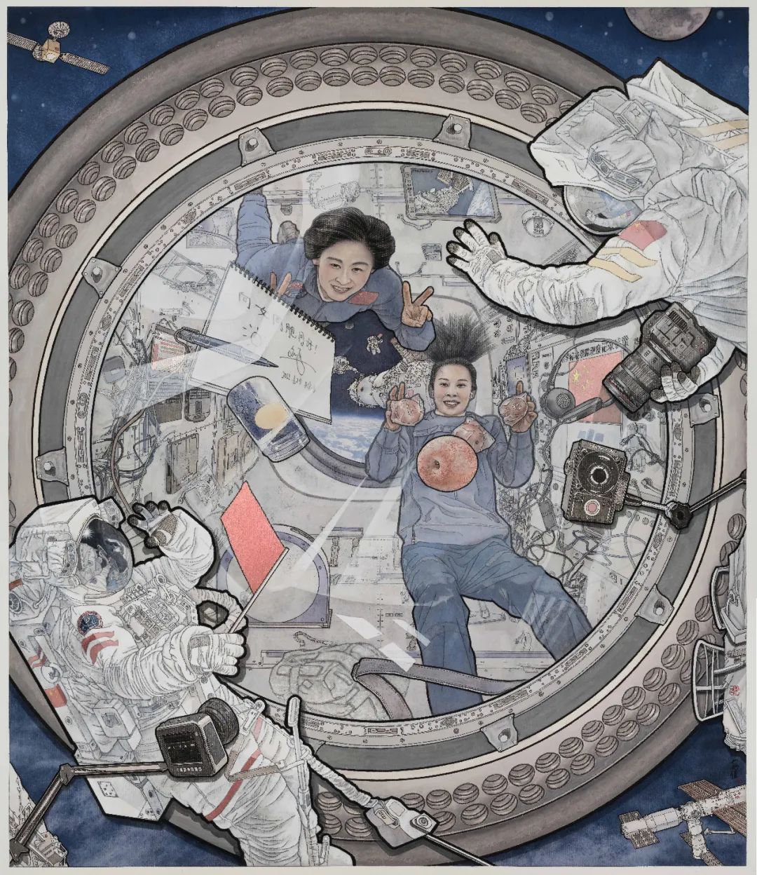 《致敬·航天之花》  安佳  220×190cm  2024年  纸本设色
