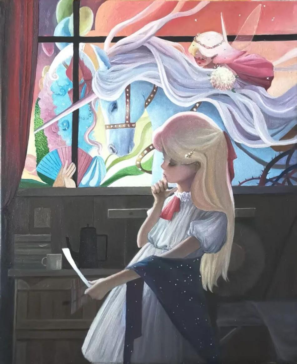 何昀鹤 《童梦系列·空白》 70×65cm 布面油画 2023