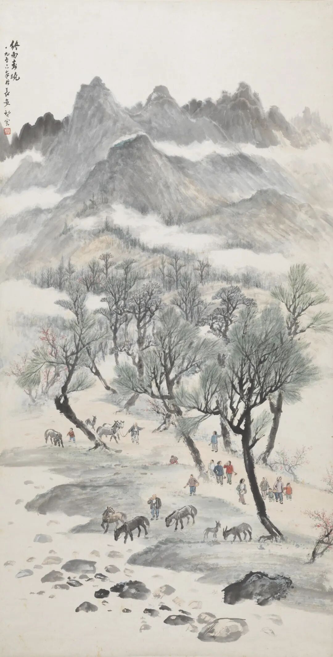 终南春晓  赵望云  中国画 162.7cm&times;82.7cm  1956年  中国美术馆藏